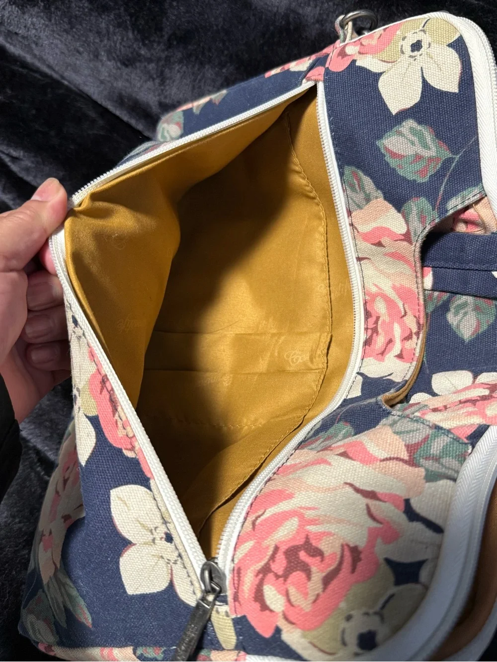 Canvas Floral Laptop Bag with Pink Rose Print - Unbranded